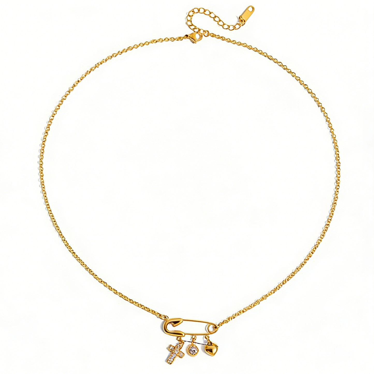 Estée Cross Heart Paperclip Pendant Necklace