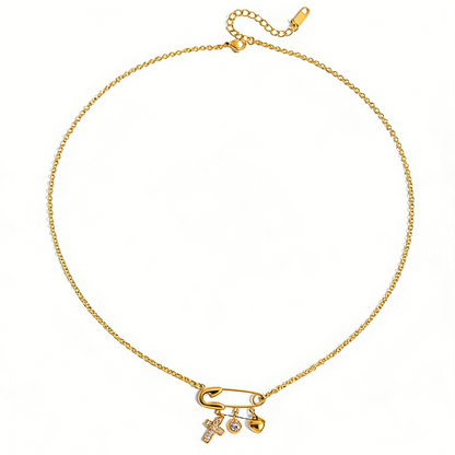 Estée Cross Heart Paperclip Pendant Necklace