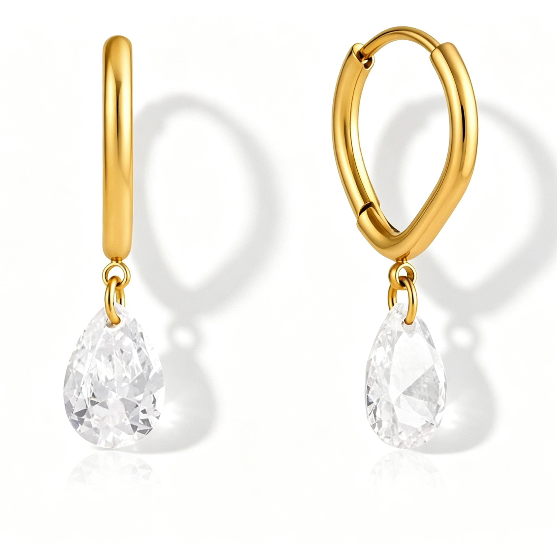 Audrey Teardrop Diamond Hoop Earrings | 18K Gold PVD | Vinajewelry