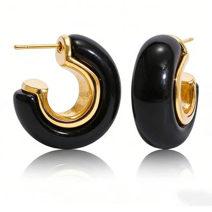 Lyra Black Hoop Earrings