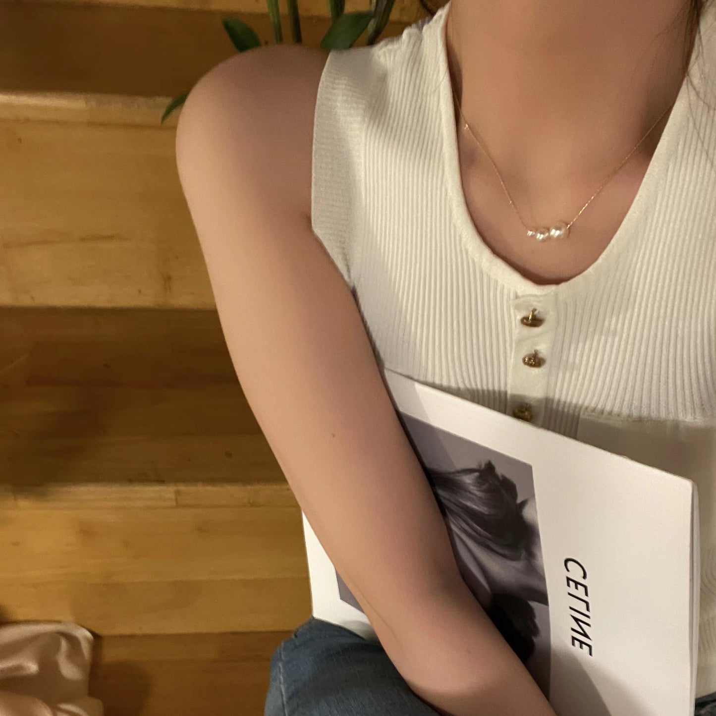 14K Gold Minimalist Irregular Pearl Necklace