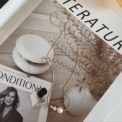 14K Gold Minimalist Irregular Pearl Necklace