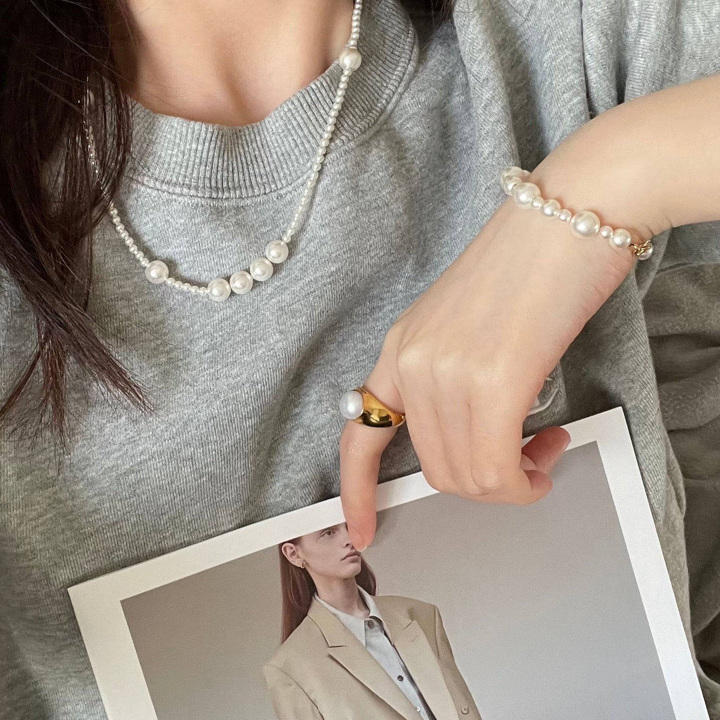 14K Gold Pearl Beaded Bracelet with Magnetic Clasp