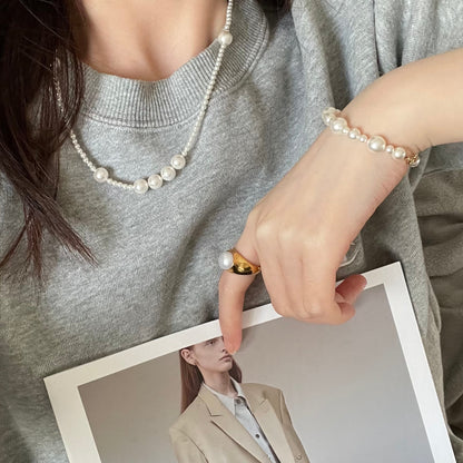 14K Gold Pearl Beaded Bracelet with Magnetic Clasp