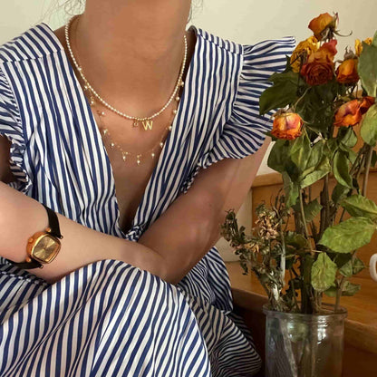 14K Gold Tiny Pearl Necklace
