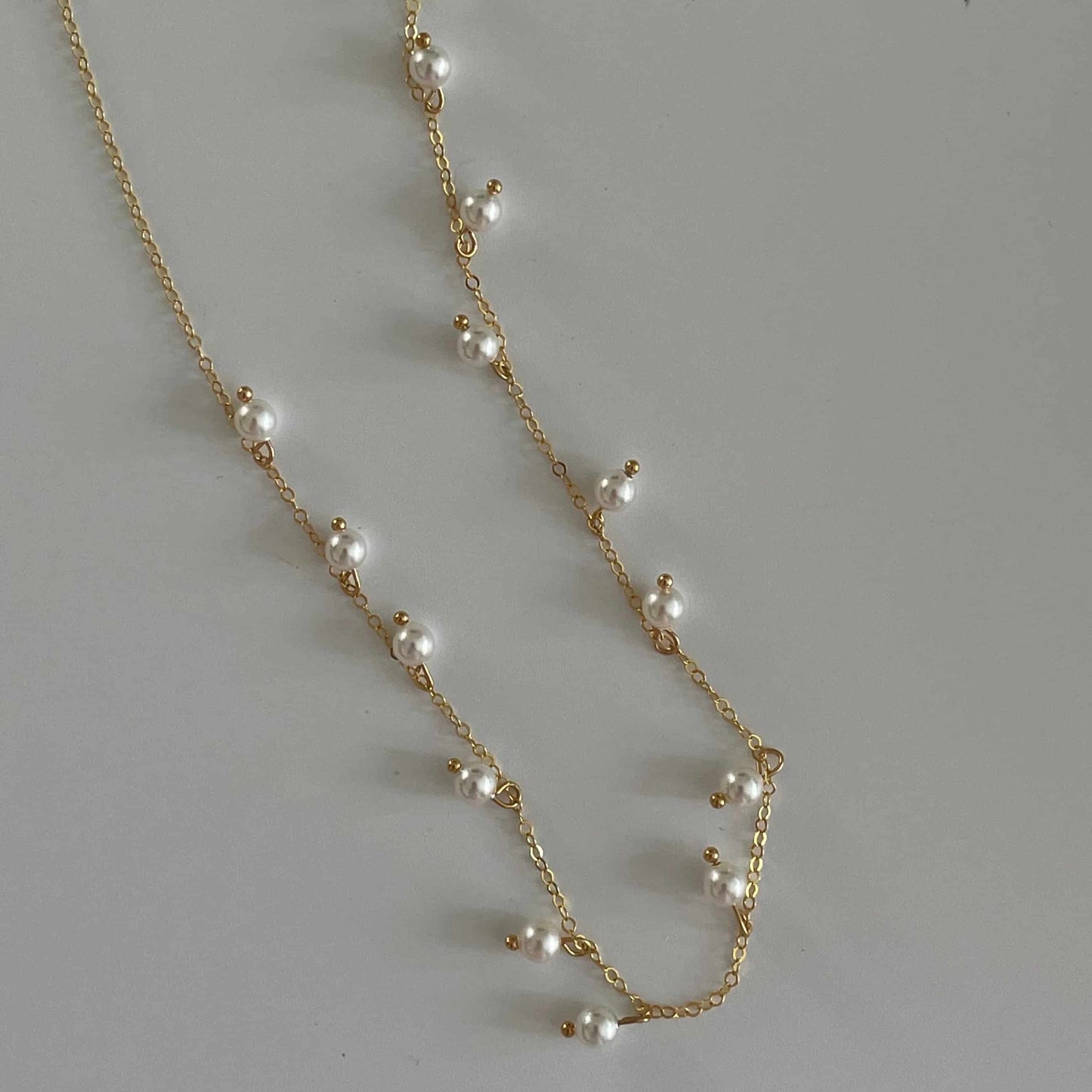 14K Gold Tiny Pearl Necklace