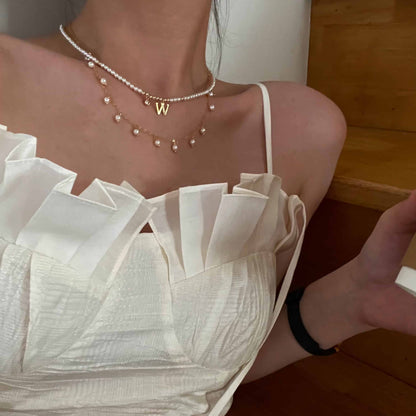 14K Gold Tiny Pearl Necklace