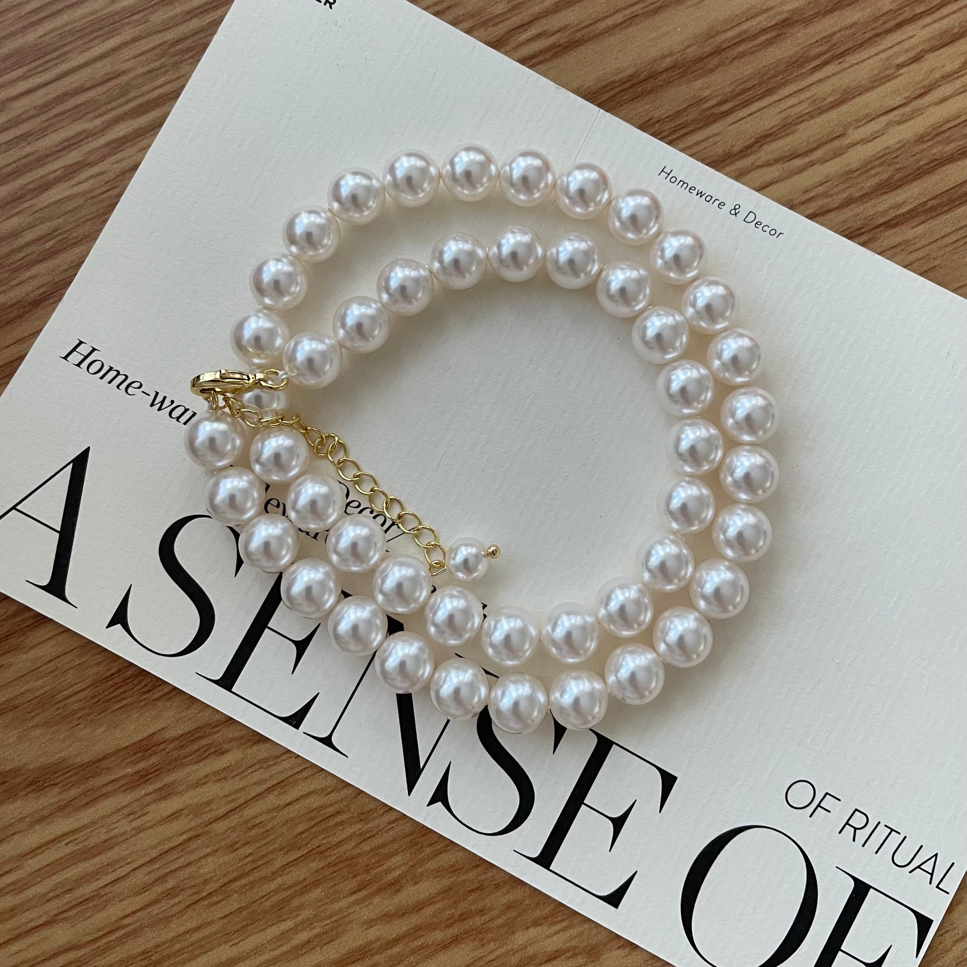 6mm Pearl Necklace 14K Gold Plated - Waterproof Adjustable | Vinajewelry