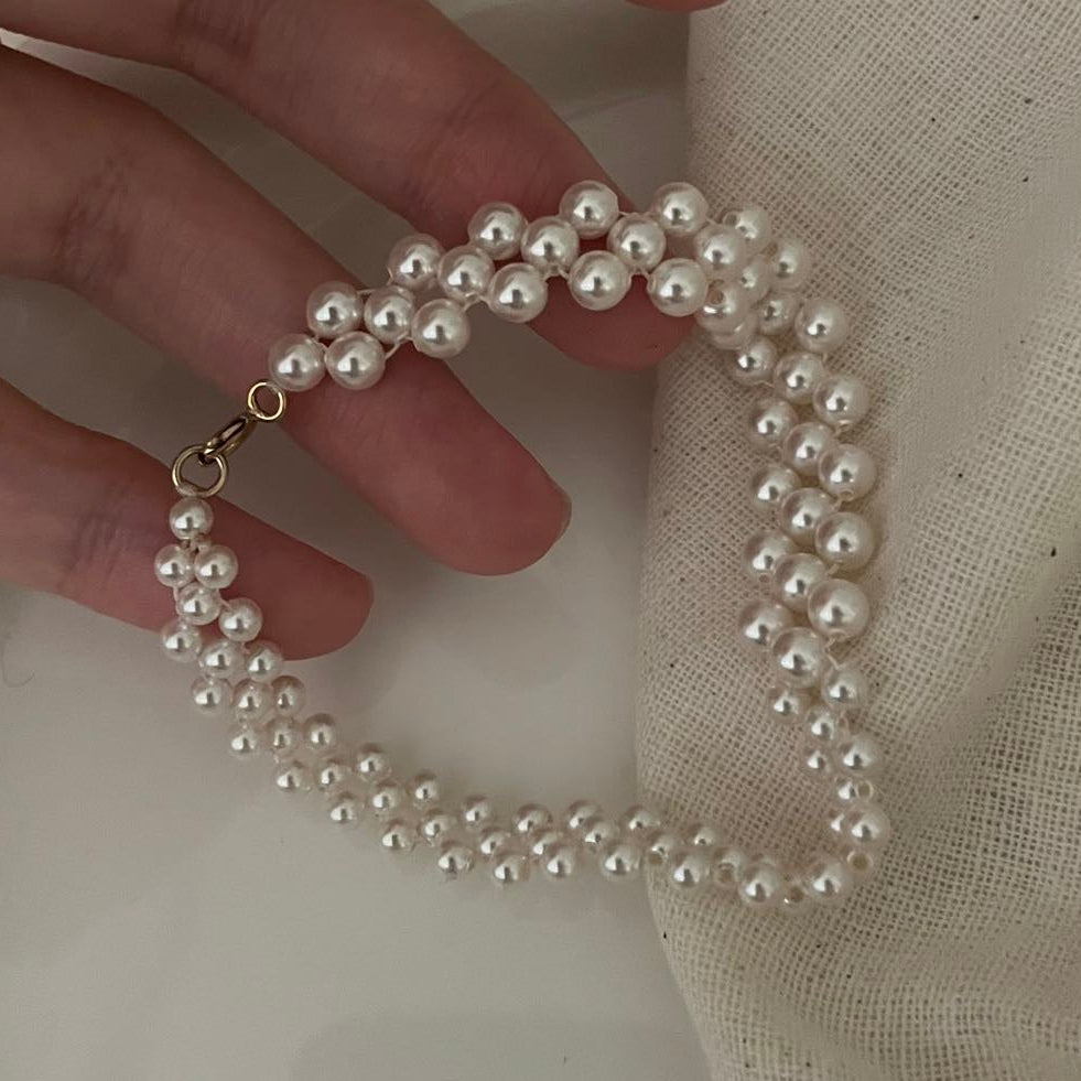 14K Gold Pearl Beaded Bracelet Hepburn Style - Waterproof | Vinajewelry