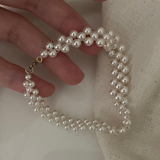 14K Gold Pearl Beaded Bracelet Hepburn Style - Waterproof | Vinajewelry