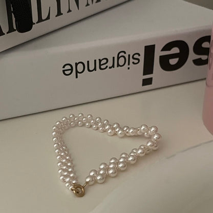 Elegant Hepburn-Style Pearl Beaded Bracelet