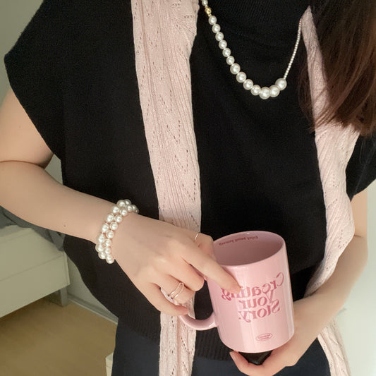 Elegant 14K Gold Double-Layer Pearl Beaded Bracelet