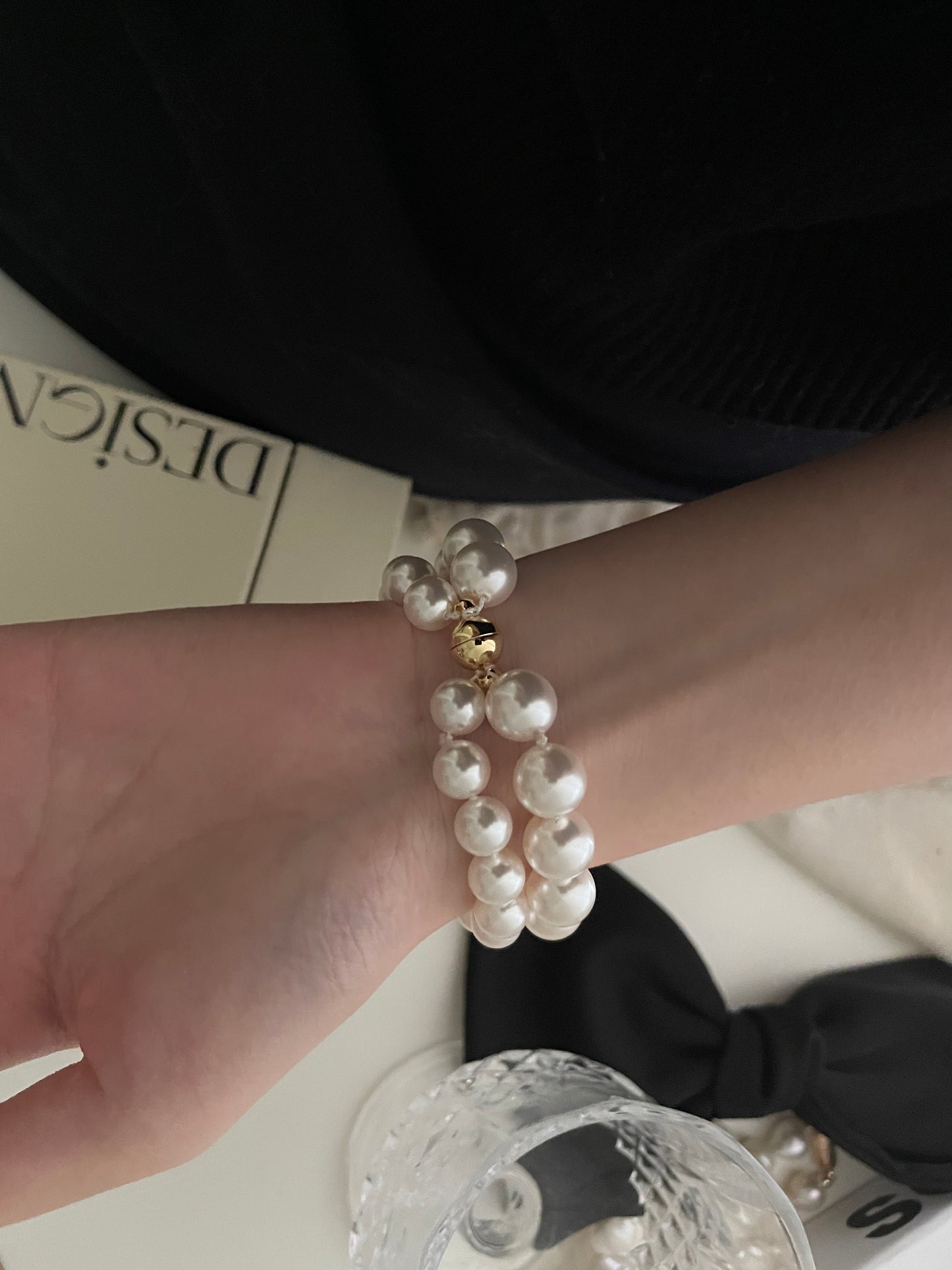 Elegant 14K Gold Double-Layer Pearl Beaded Bracelet