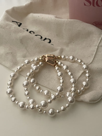 14K Gold Pearl Beaded Bracelet with Magnetic Clasp
