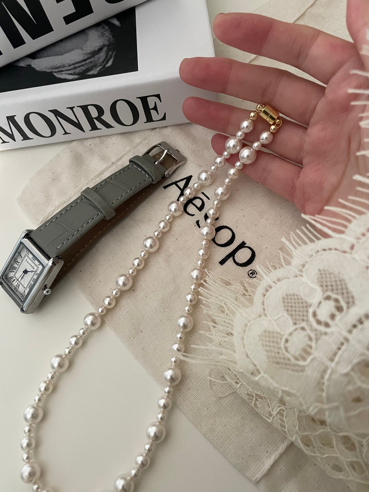 14K Gold Beaded Pearl Necklace - Waterproof Adjustable | Vinajewelry