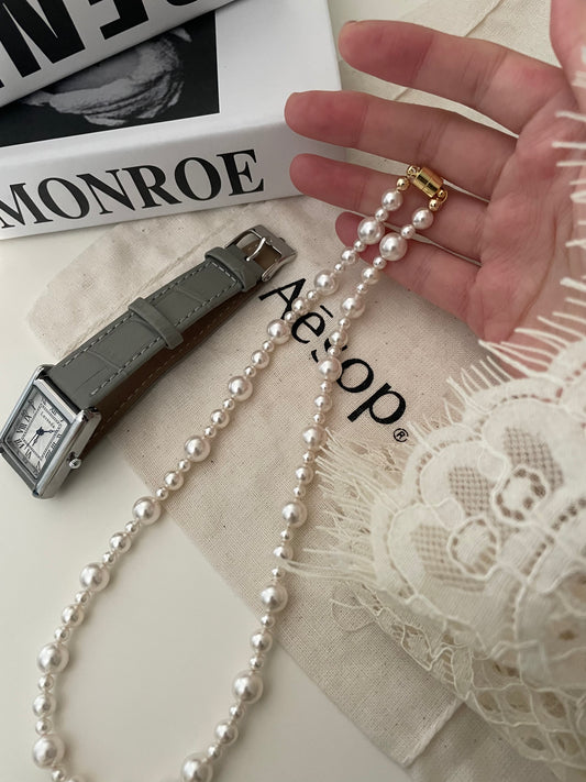 14K Gold Beaded Pearl Necklace - Waterproof Adjustable | Vinajewelry