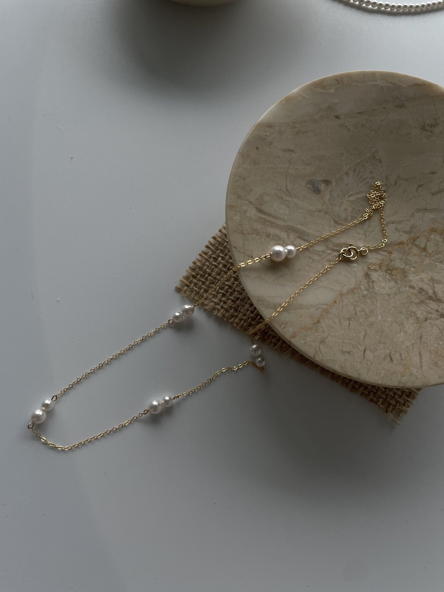 Minimalist 14K Gold Beaded Pearl Necklace