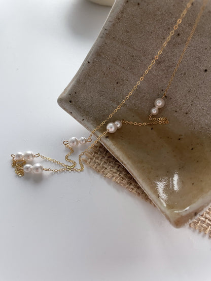 Minimalist 14K Gold Beaded Pearl Necklace