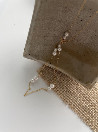 Minimalist 14K Gold Beaded Pearl Necklace