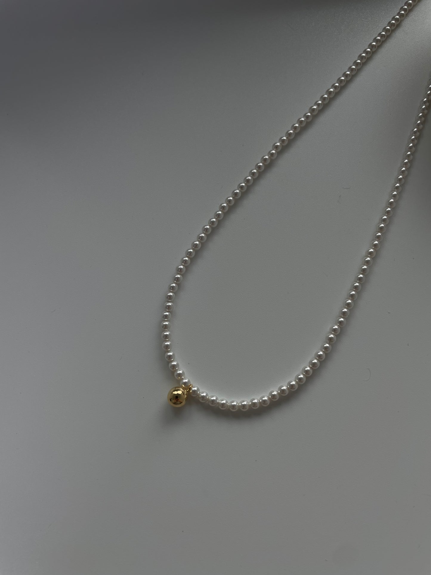 Minimalist 14K Gold Beaded Pearl Necklace