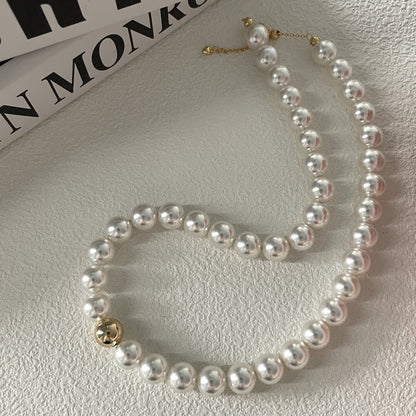 14K Gold 10mm Pearl Necklace Minimalist - Waterproof | Vinajewelry