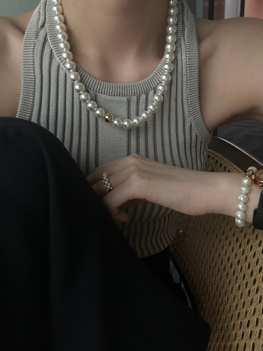 Minimalist 14K Gold 10mm Pearl Necklace