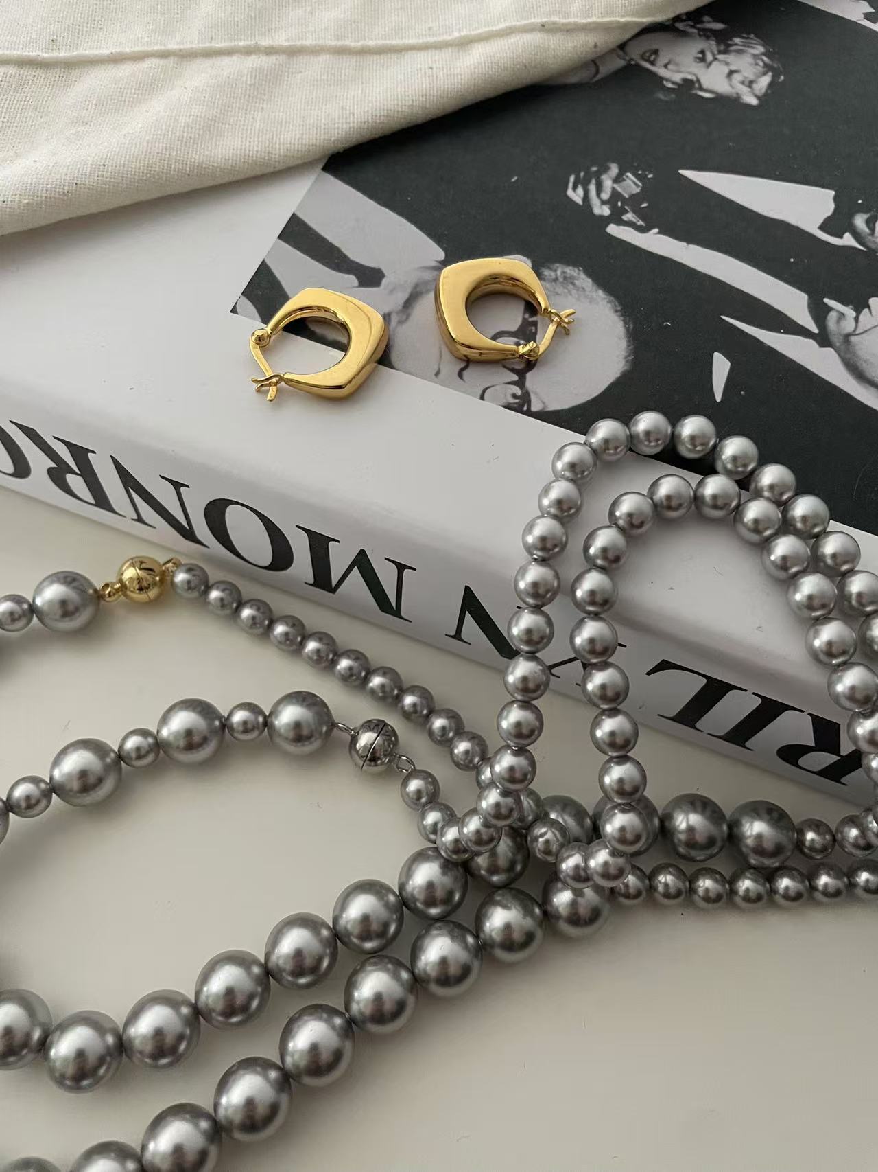 14K Gold Grey Pearl Necklace - Waterproof 925 Silver | Vinajewelry