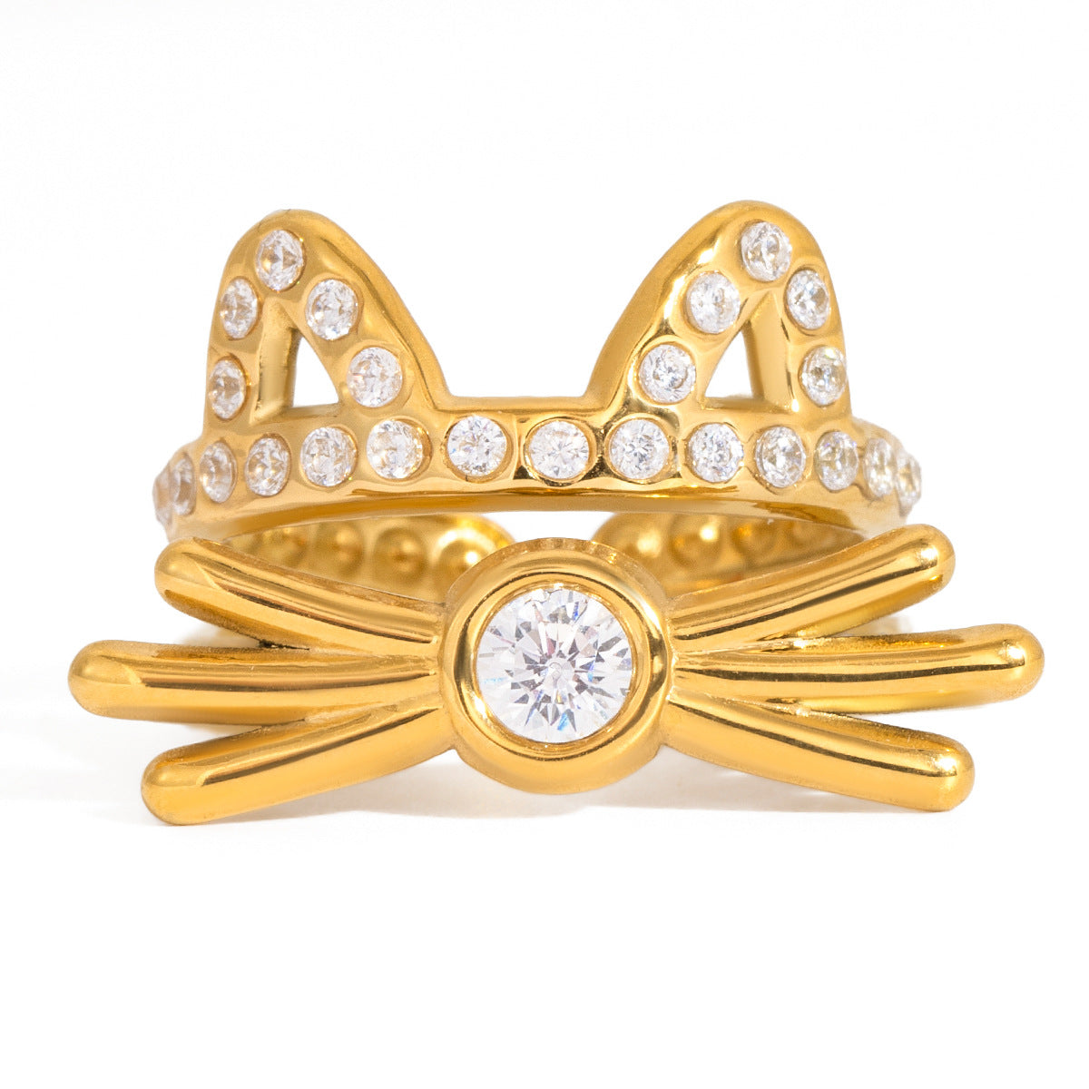 Marie Cat Diamond Stackable Ring Set | 18K Gold | Vinajewelry