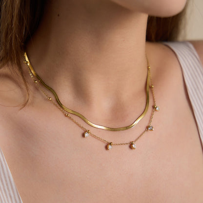 Anemone Double-layer Diamond Dainty Necklace