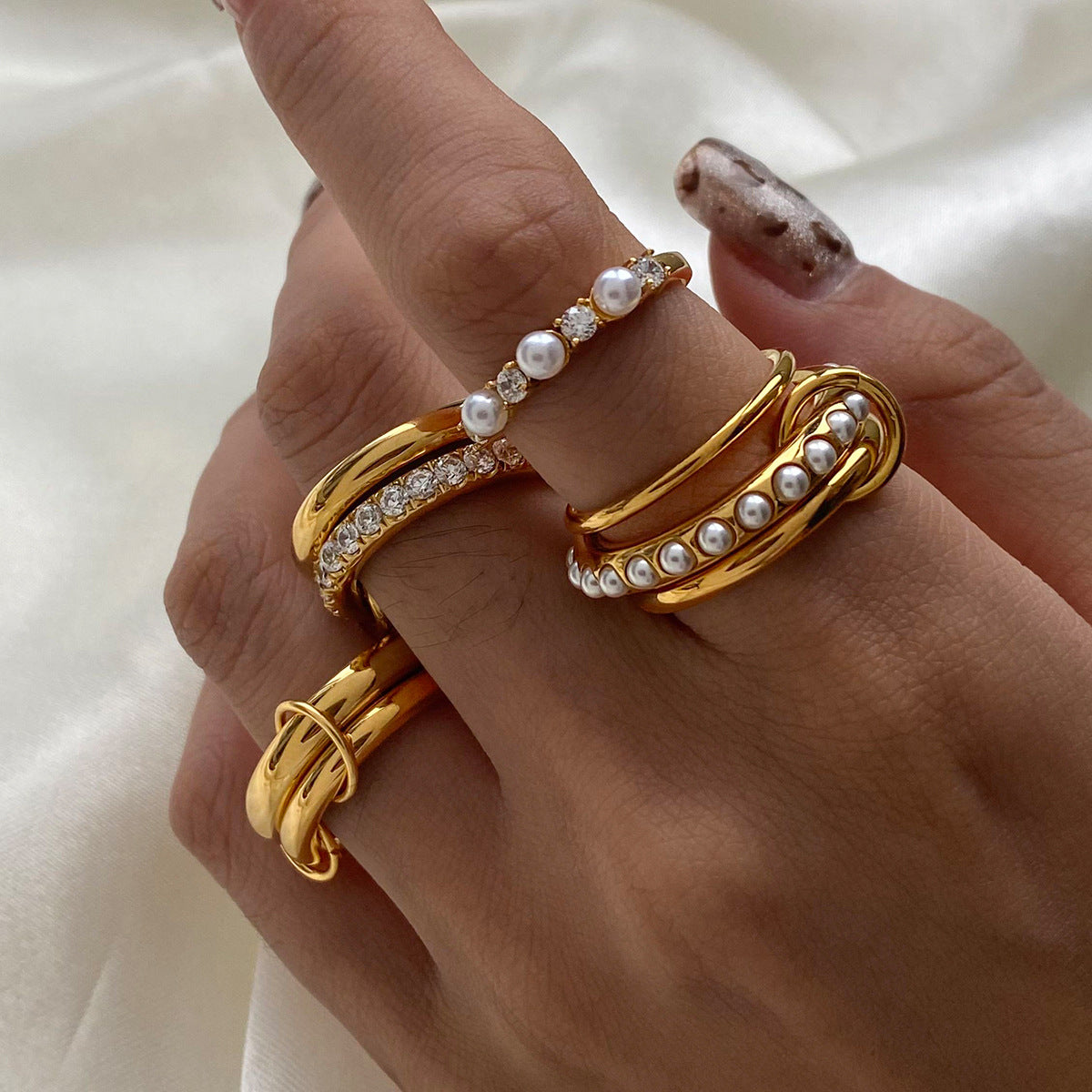Vega Stackable Pearl Rings