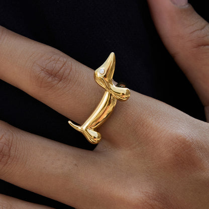 Cute Puppy Diamond Open Ring