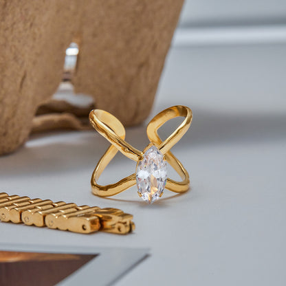 Butterfly Teardrop Diamond Open Ring