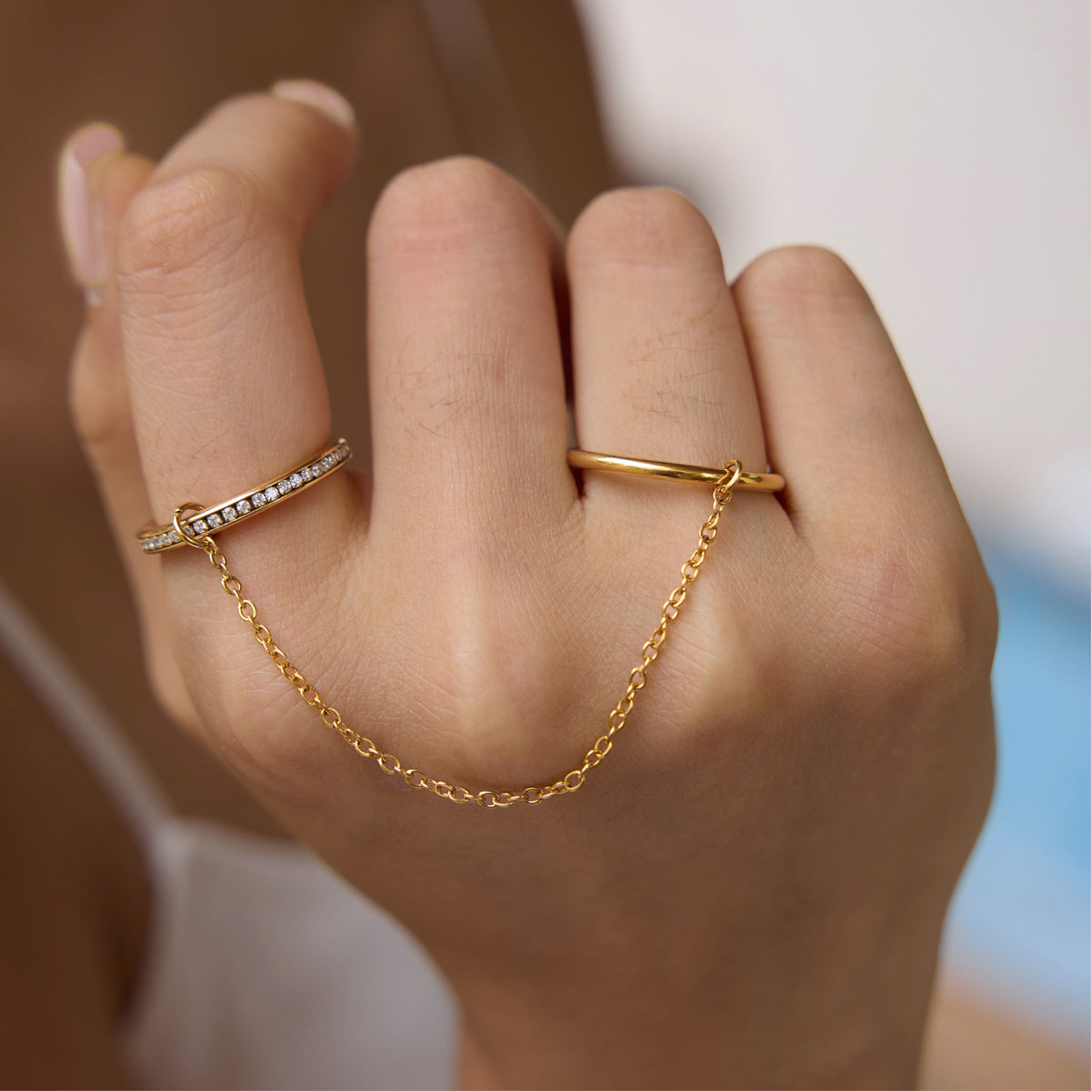 Andromeda Stackable diamond chain ring