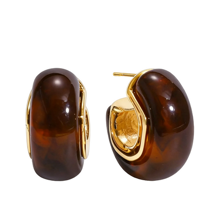 18K Gold Plated Resin Hoop Earrings - Waterproof Minimalist Jewelry