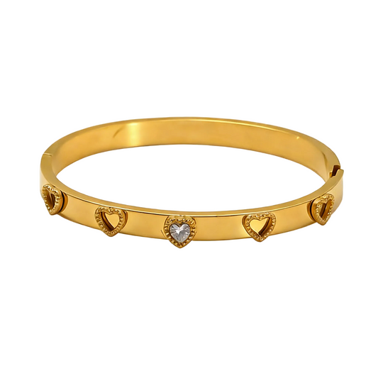 Luxurious Heart-Shaped Diamond Bracelet - 18K Gold Plated | Vinajewelry