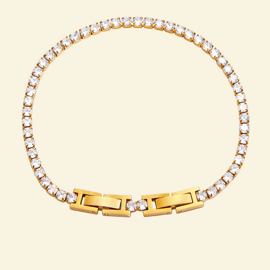 18K Gold 3mm Diamond Tennis Chain Bracelet - Waterproof | Vinajewelry