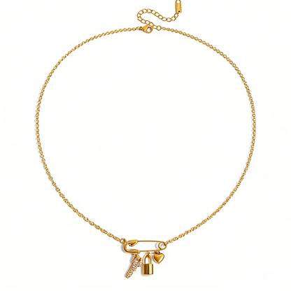 Estée Key Lock Heart Paperclip Pendant Necklace