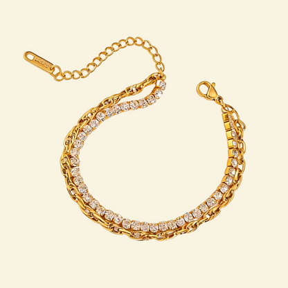 18K Gold Double Layer Diamond Tennis Bracelet - Waterproof | Vinajewelry