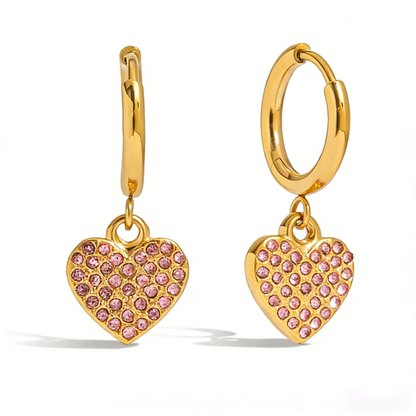 Lyra Heart Diamond Hoop Earrings