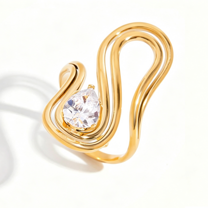 Vega Open Diamond Ring | 18K Gold Stainless Steel | Vinajewelry