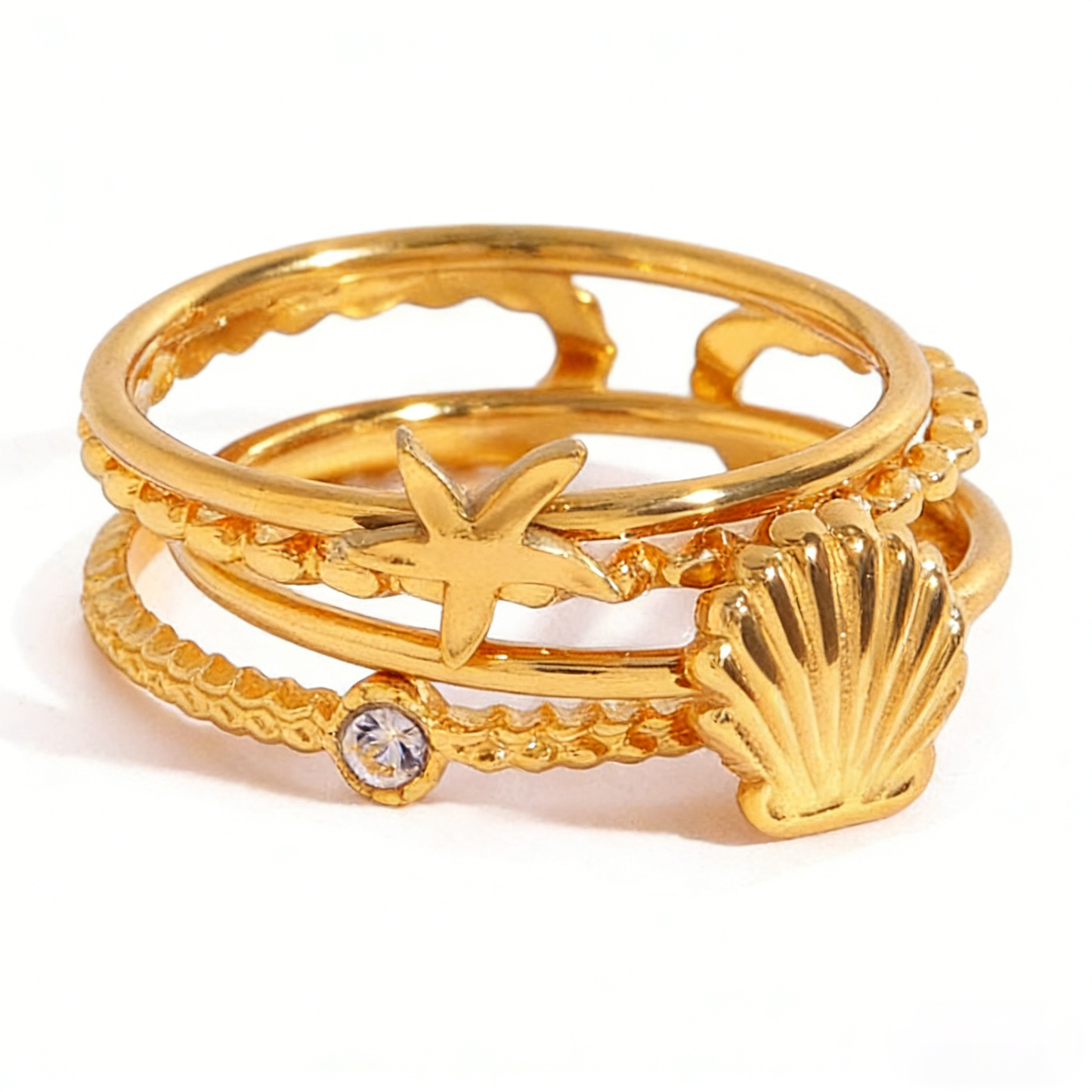 Multi-Layered Starfish Shell Ring