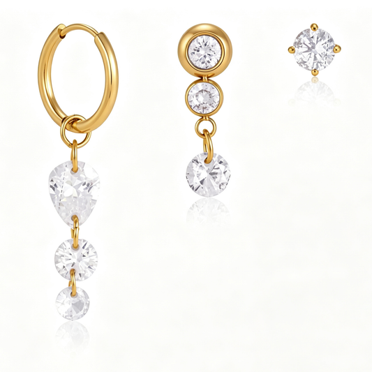 Allegra Diamond Hoop & Dangle Earring Set | 18K Gold | Vinajewelry