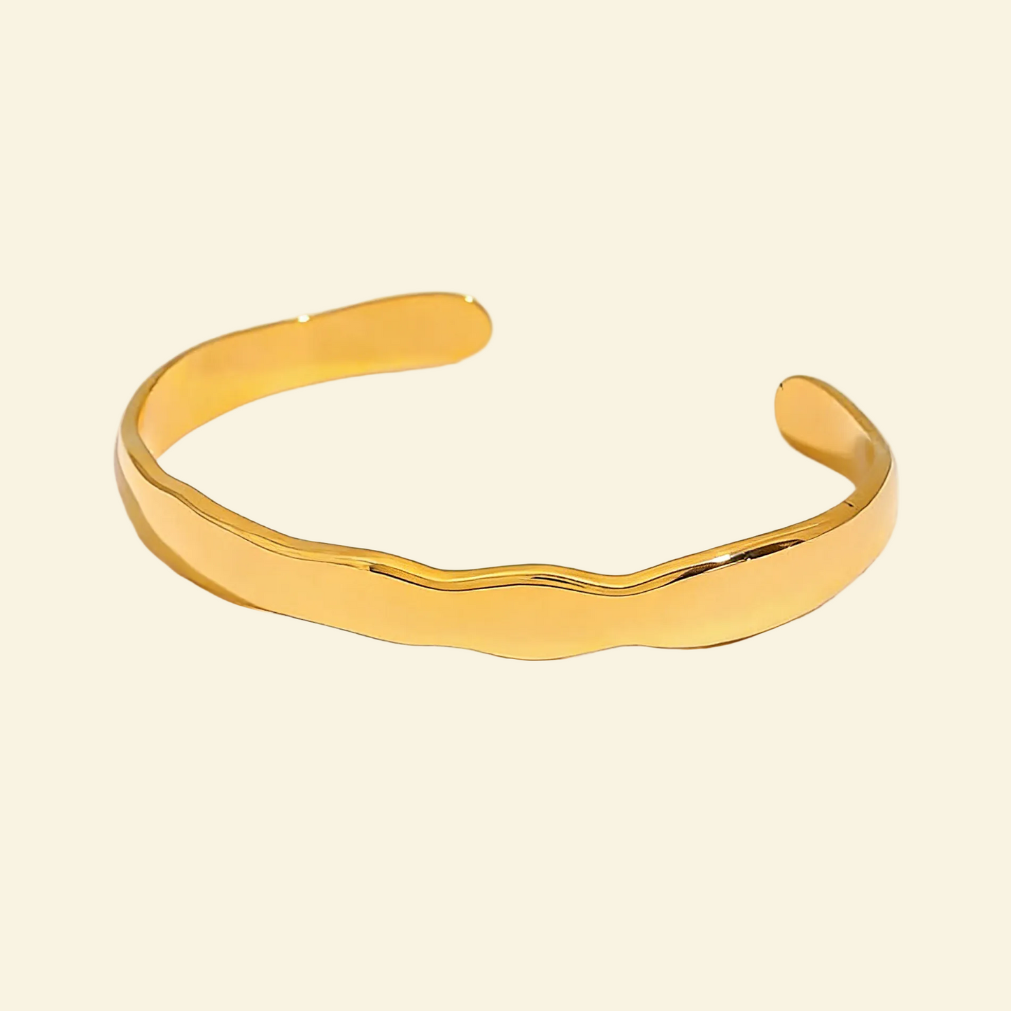 18K Gold Wavy Open Adjustable Bracelet - Waterproof | Vinajewelry