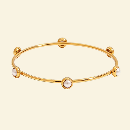 18K Gold Minimalist Pearl Bracelet - Waterproof | Vinajewelry