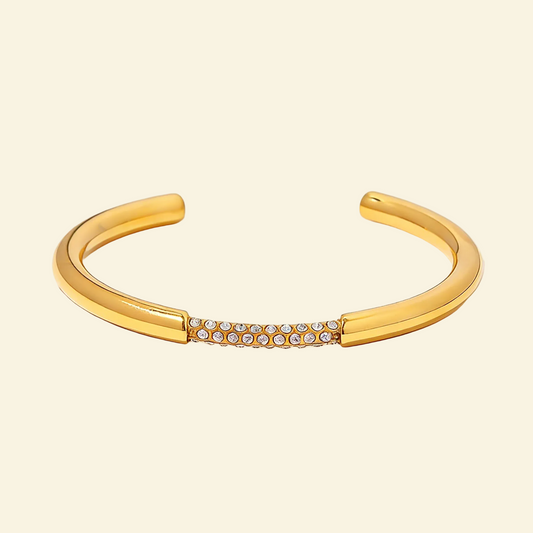 18K Gold Open Adjustable Diamond Bracelet - Waterproof | Vinajewelry