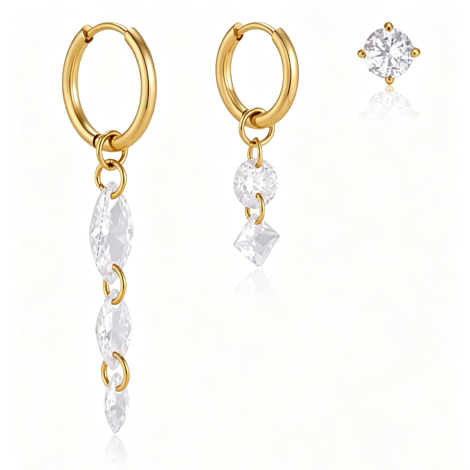 Clarissa Teardrop Diamond Earring Set | 18K Gold PVD | Vinajewelry