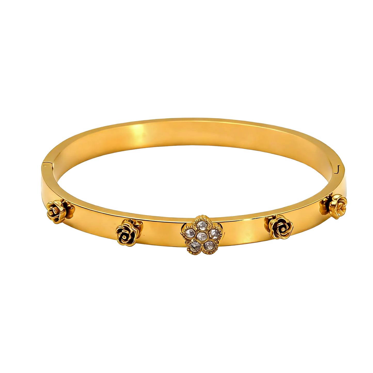 Luxurious Floral Diamond Bracelet - 18K Gold Plated Stainless Steel | Vinajewelry
