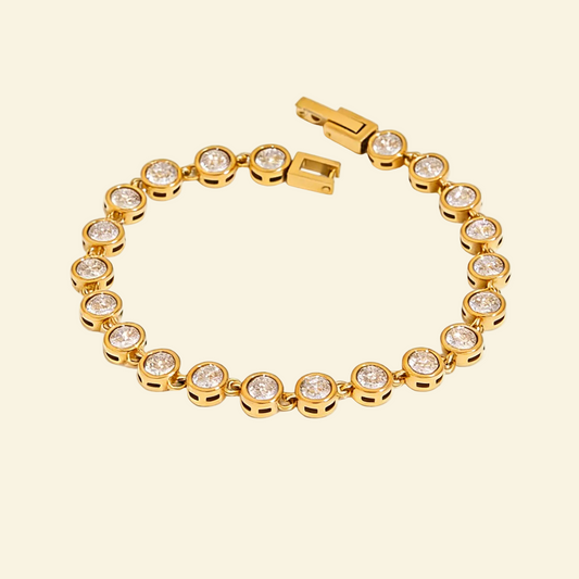 18K Gold Diamond Tennis Chain Bracelet - Waterproof | Vinajewelry