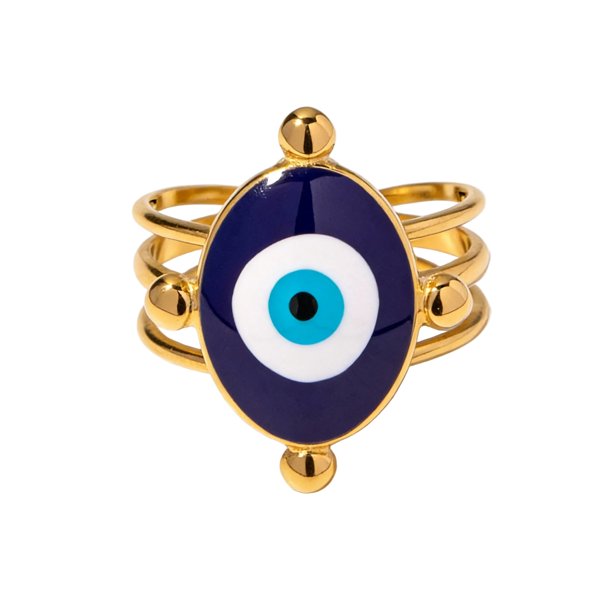 Evil Eye Open Ring - 18K Gold Plated Adjustable Protection | Vinajewelry