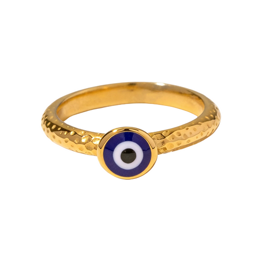 Minimalist Evil Eye Ring - 18K Gold Plated Adjustable Protection | Vinajewelry